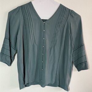 J-Jill blouse tunic size L cotton  green